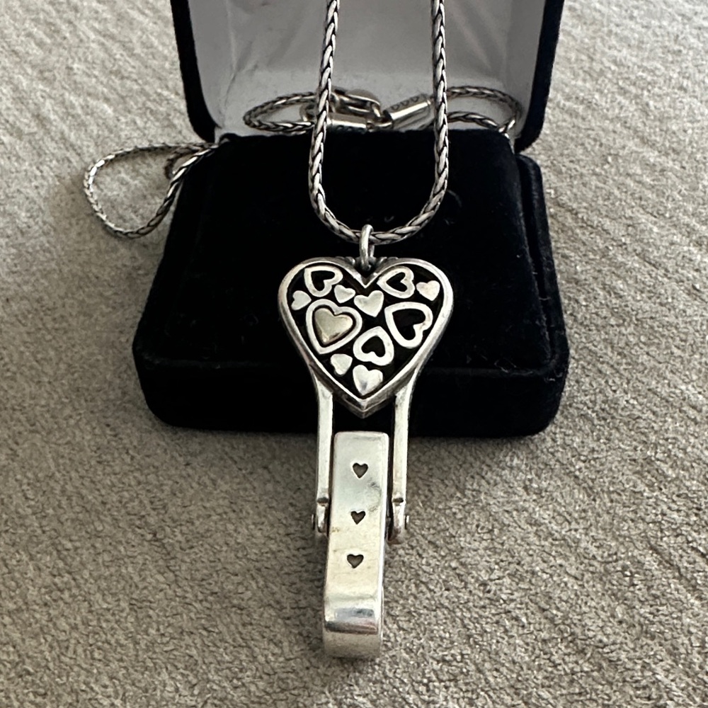 Silver Heart ID Clip Pendant